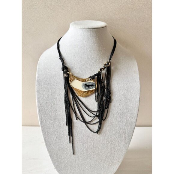 ANNE MARIE CHAGNON Alia Modular Gold Resin Pendant Chain Statement Necklace - Picture 2 of 15